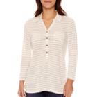 Liz Claiborne 3/4-sleeve Collared Tunic - Petite