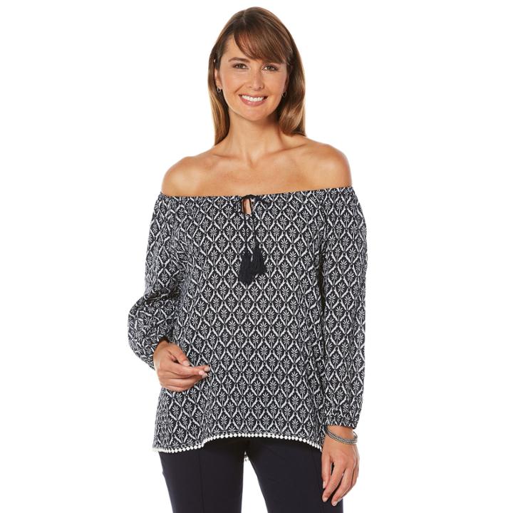 Rafaella Printed Peasant Top