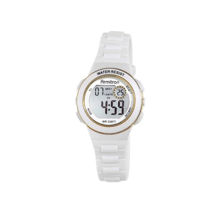 Armitron Pro-sport Womens White Resin Strap Chronograph Sport Watch 45/7046whtj