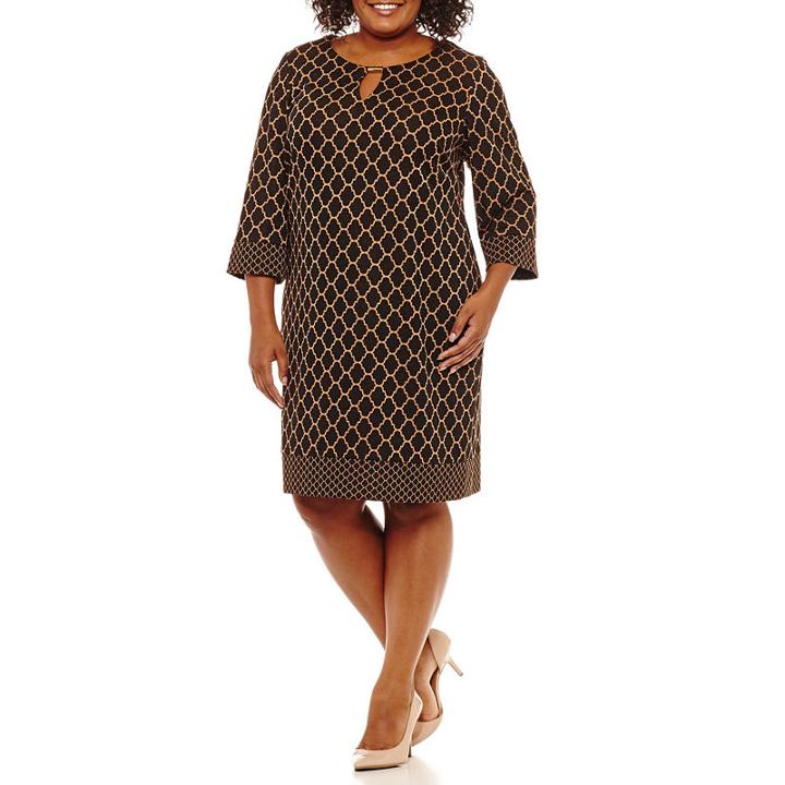 Ronni Nicole 3/4 Sleeve Jacquard Sheath Dress - Plus