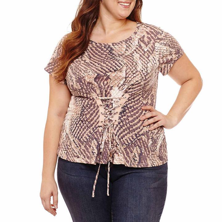 Project Runway Lace Up Front T-shirt - Plus