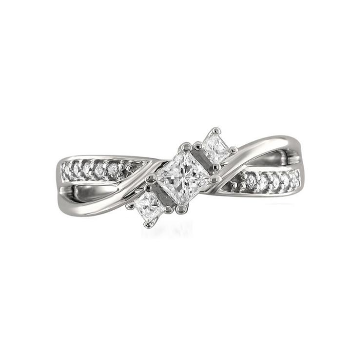 Love Lives Forever Womens 3/8 Ct. T.w. Multi-shape White Diamond 14k Gold 3-stone Ring