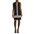 London Style Collection Sleeveless Lace Trim Crepe Shift Dress - Petite