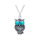Turquoise Sterling Silver Owl Pendant Necklace