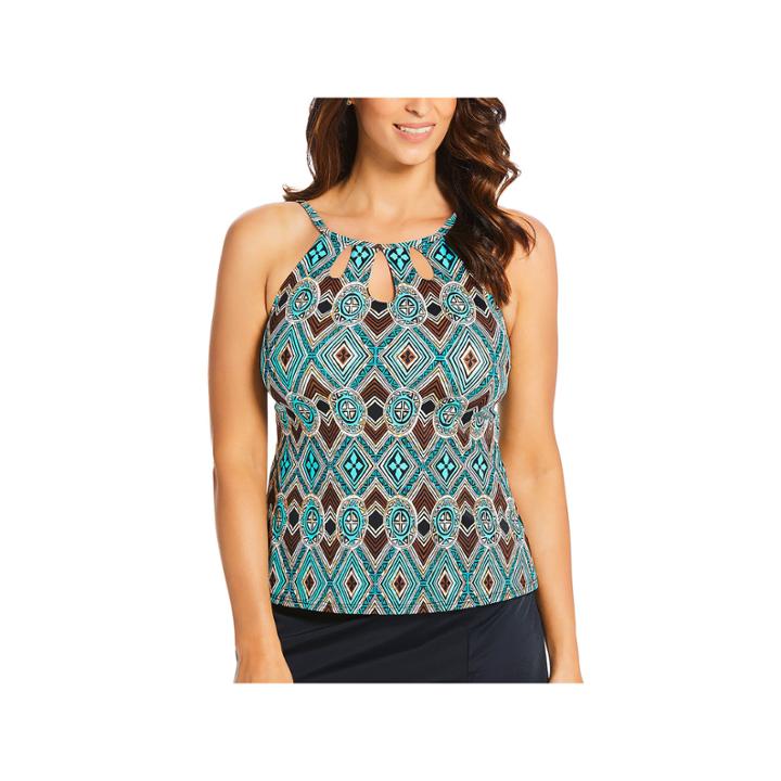 St. John's Bay High Neck With Cut Outs Blake Swimsuit Top
