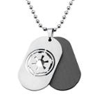 Star Wars Imperial Crest Mens Stainless Steel And Black Dog Tag Pendant