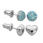 2 Pair Blue Cubic Zirconia Sterling Silver Earring Sets