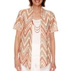 Alfred Dunner Feels Like Spring Short Sleeve Chevron Texture 2fer Shirt