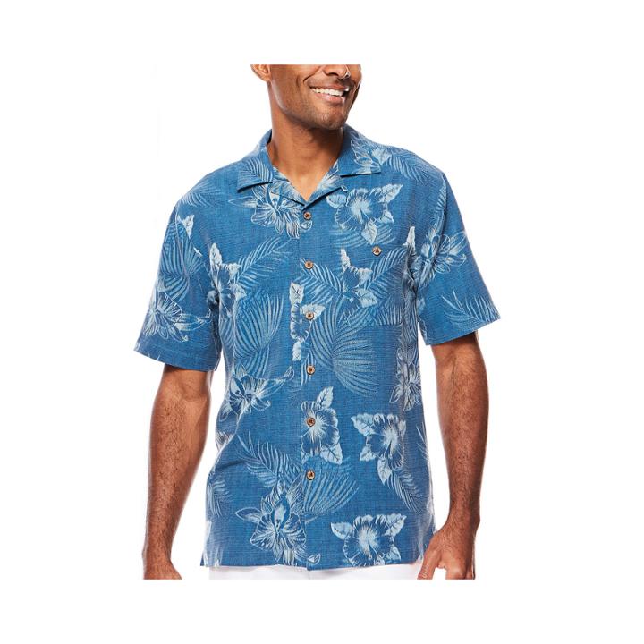 Island Shores™ Short-sleeve Silk Jacquard Camp Shirt