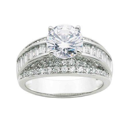Diamonart Cubic Zirconia Sterling Silver Bridal Ring