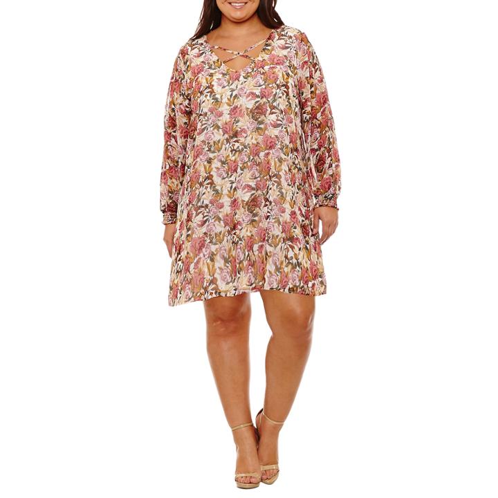 Boutique + Long Sleeve Sheath Dress-plus