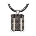 Mens Two-tone Stainless Steel Patterned Dog Tag