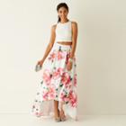 My Michelle Sleeveless Lace Top And Floral Print High-low Skirt Two Piece