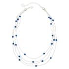 Liz Claiborne Blue Bead 4-row Necklace