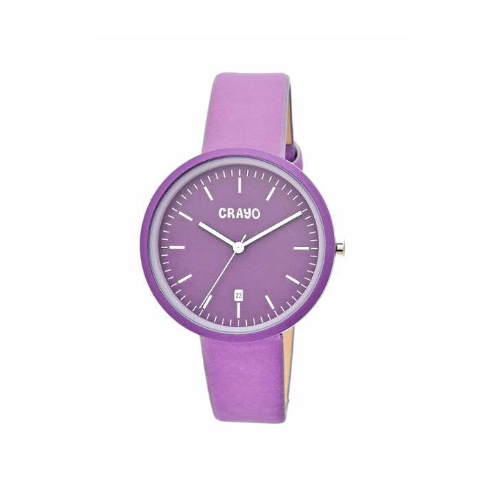 Crayo Womens Easy Purple Leather-band Watch With Date Cracr2409