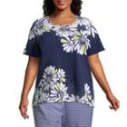 Alfred Dunner Perfect Match Gingham Daisy Tee- Plus