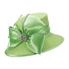 Giovanna Signature Women's Fabric Covered Hat With Big Satin Flower And Rhinestone Jewelry
