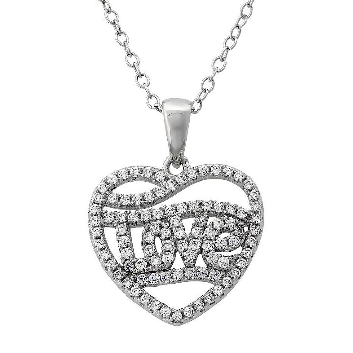 Diamonart Womens 1 Ct. T.w. White Cubic Zirconia Heart Pendant Necklace