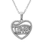 Diamonart Womens 1 Ct. T.w. White Cubic Zirconia Heart Pendant Necklace
