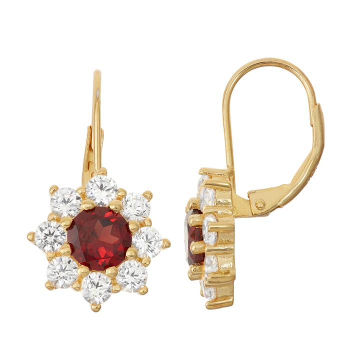 Genuine Garnet & Lab-created White Sapphire 14k Gold Over Silver Earrings