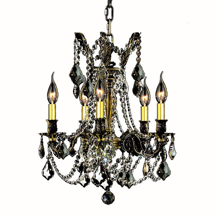 Windsor Collection 5 Light Golden Teak Crystal Chandelier