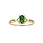 Oval Genuine Emerald 14k Yellow Gold Birthstone Ring