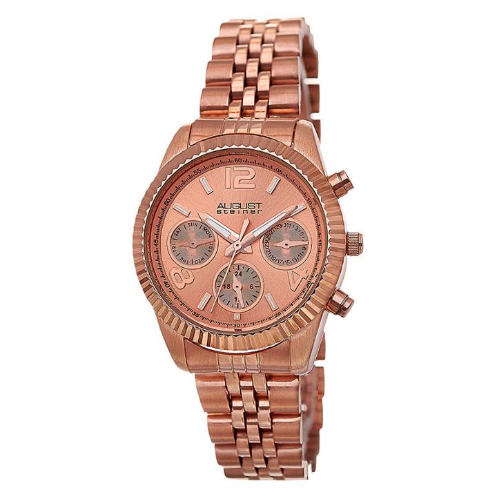 August Steiner Womens Rose Goldtone Strap Watch-as-8103rg