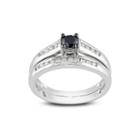 1/2 Ct. T.w. White And Color-enhanced Black Diamond 10k White Gold Ring Set