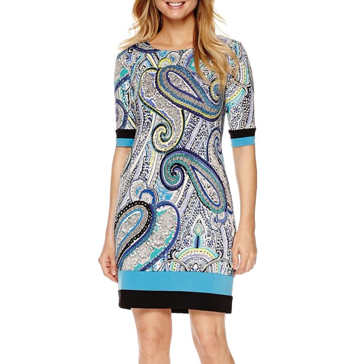 R & K Originals Elbow-sleeve Paisley Sheath Dress - Petite
