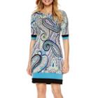 R & K Originals Elbow-sleeve Paisley Sheath Dress - Petite