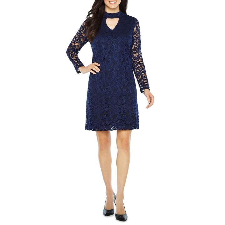 Studio 1 Long Sleeve Lace Fit & Flare Dress