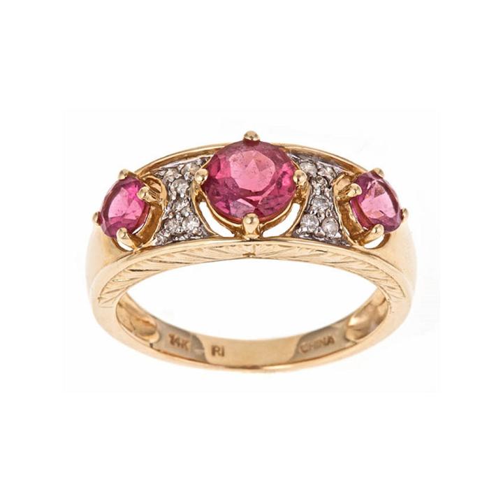 Limited Quantities! 1/10 Ct. T.w. Pink Tourmaline 14k Gold Band