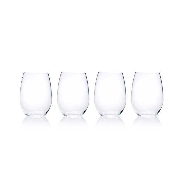 Mikasa Laura Set Of 4 Crystal Stemless Wine Glasses