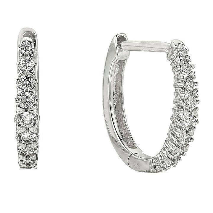 1/2 Ct. T.w. Genuine White Diamond 10k Gold 16.4mm Hoop Earrings