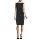 London Style Sleeveless Dot Print Sheath Dress