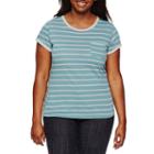 Arizona Short-sleeve Striped Ringer Tee - Juniors Plus