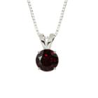 Genuine Round Garnet 10k White Gold Pendant Necklace