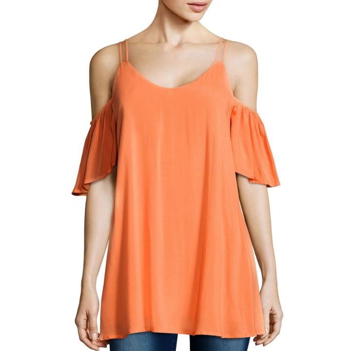 Decree Short-sleeve Cold Shoulder Top