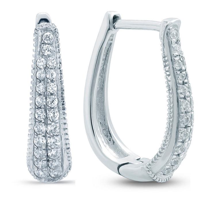1/4 Ct. T.w. White Diamond 10k Gold 13.9mm Hoop Earrings