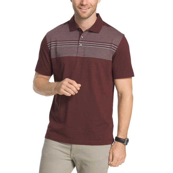 Van Heusen Short Sleeve Blocked Engineered Stripe Polo Shirt