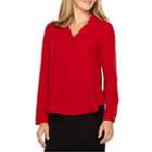 Black Label By Evan-picone Long Sleeve Y Neck Blouse