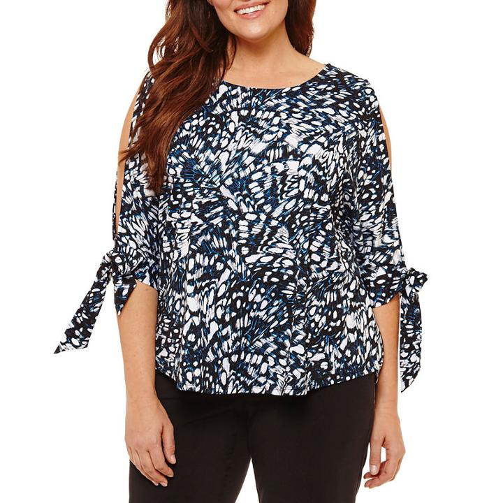 Worthington 3/4 Sleeve Crew Neck Knit Blouse - Plus