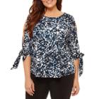 Worthington 3/4 Sleeve Crew Neck Knit Blouse - Plus