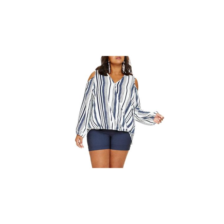 Ari Striped Cold Shoulder Blouse