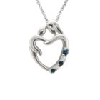 Womens 1/10 Ct. T.w. Blue Sapphire 14k Gold Heart Pendant Necklace