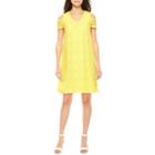 R & K Originals Short Sleeve Cold Shoulder Lace Shift Dress