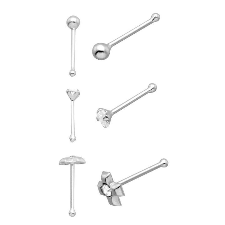 Itsy Bitsy 316l Surgical Steel 3-pc. Clear Sterling Silver Nose Ring