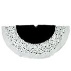48 Black And White Glittered Polka Dot Christmas Tree Skirt With White Faux Fur Trim