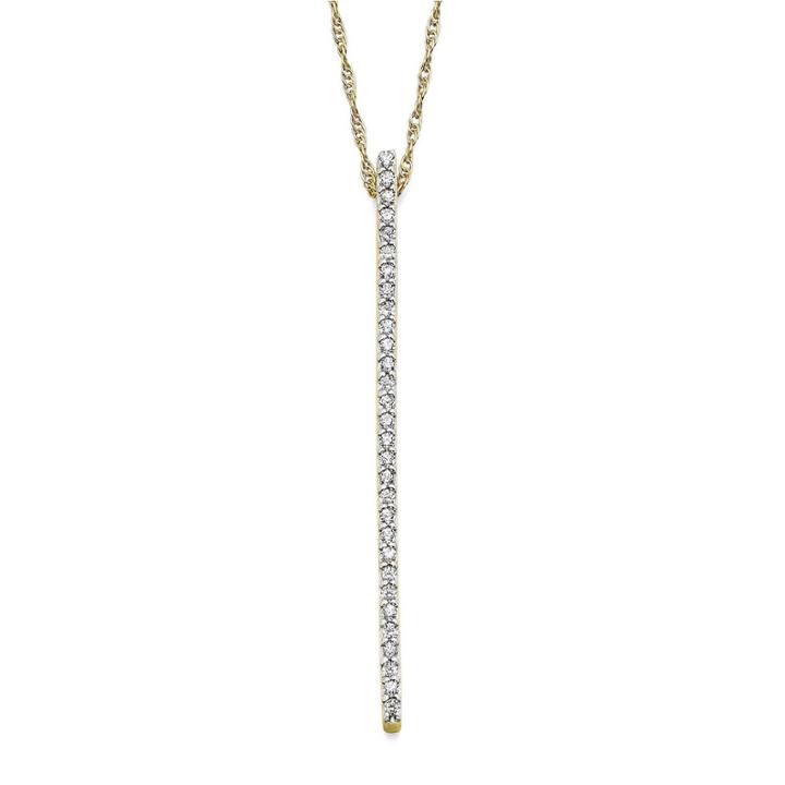 1/7 Ct. T.w. Diamond 10k Yellow Gold Linear Pendant Necklace