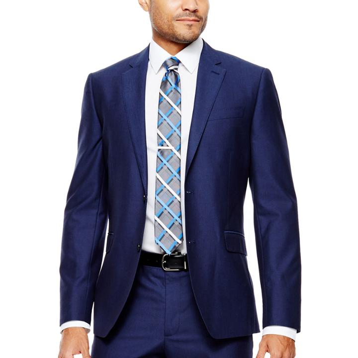 Jf J. Ferrar Blue End-on-end Suit Jacket - Slim Fit